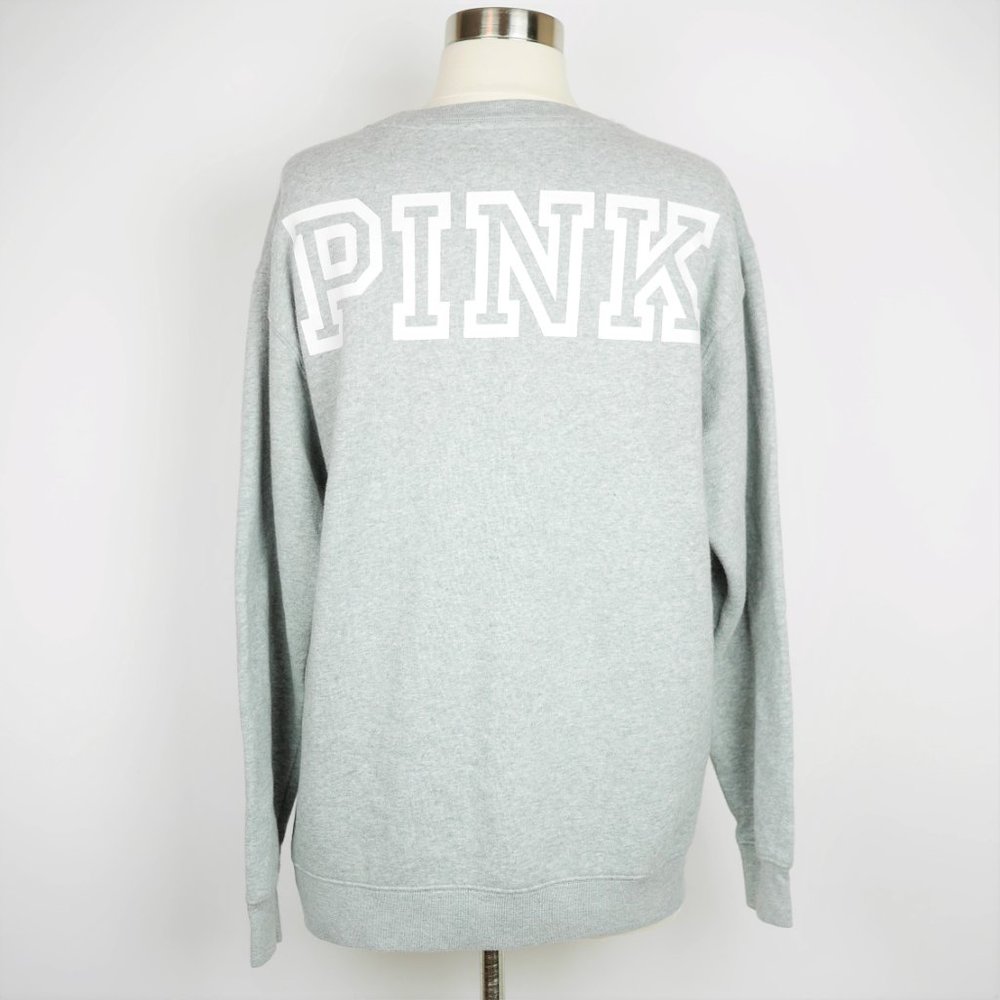 Pink Vs Gray Solid Logo Long Sleeve Sweatshirt - image 5